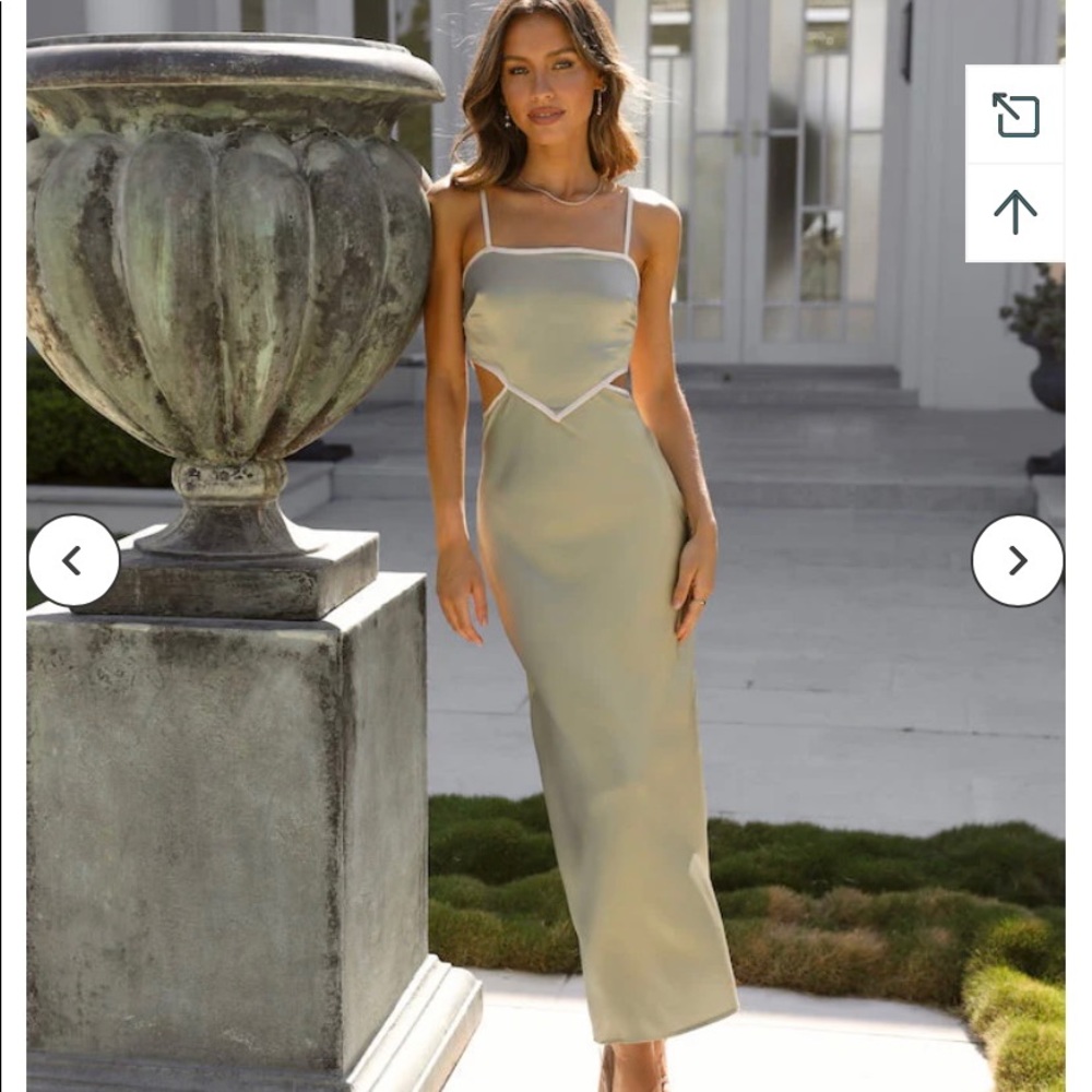 GREEN MIDI SATIN DRESS - SIZE US 4 - HELLO MOLLY - ONLY WORN ONCE